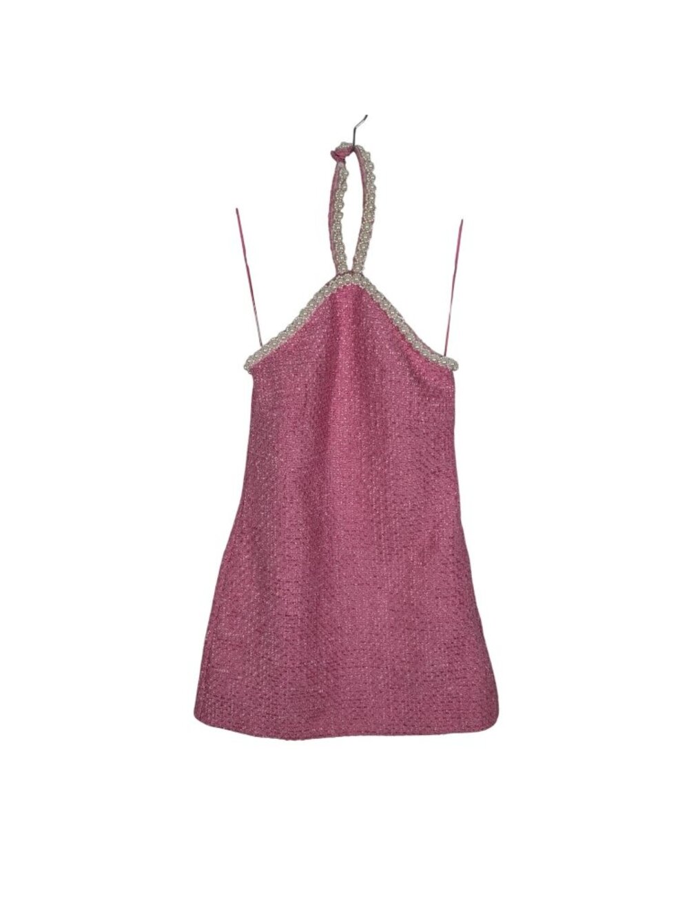 Hyacinth House Tuckernuck Women XS Pink Tweed & Pearl Petra Halter Mini Dress - Picture 3 of 13